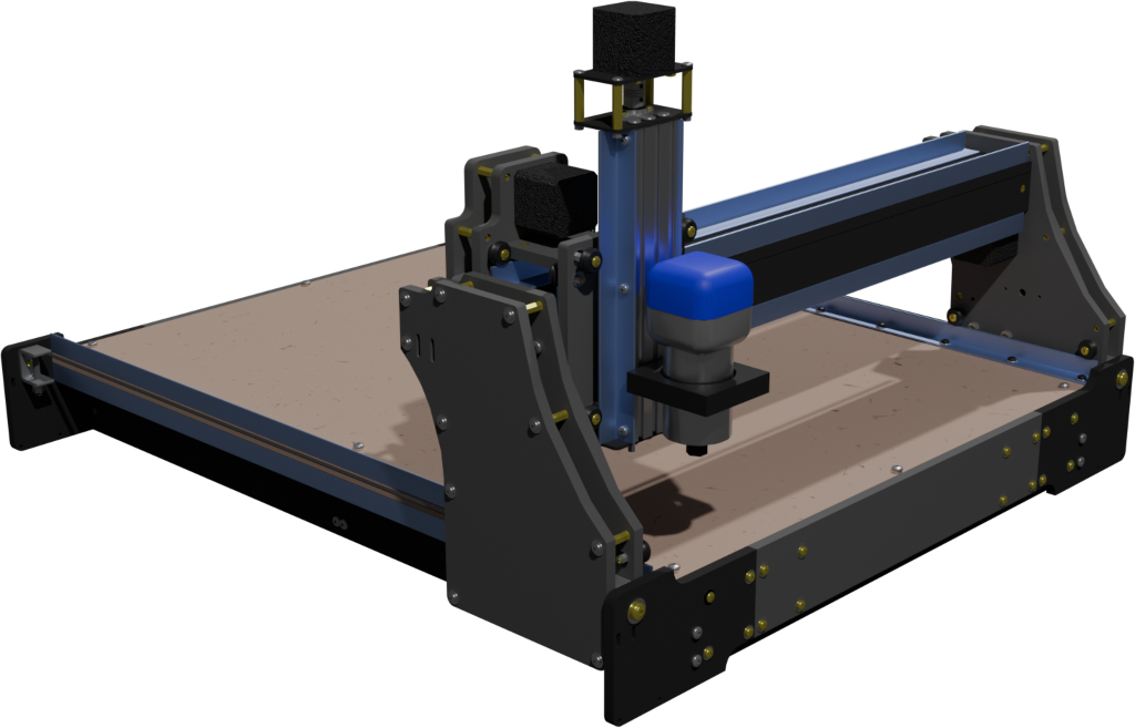 Artist's rendering of the sub-five hundred dollar Budget CNC Model 3 1000mm by 800mm surface CNC router.