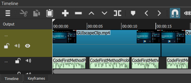 Sample of a video and audio timeline clip on a non-linear editor