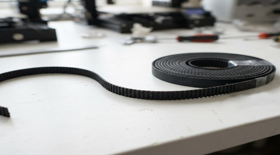 GT2 timing belt, loosely rolled.