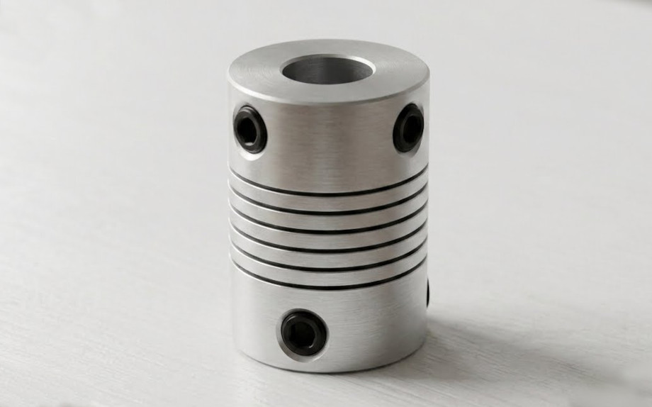 A flex coupling for connecting 8mm and 6.35mm shafts.