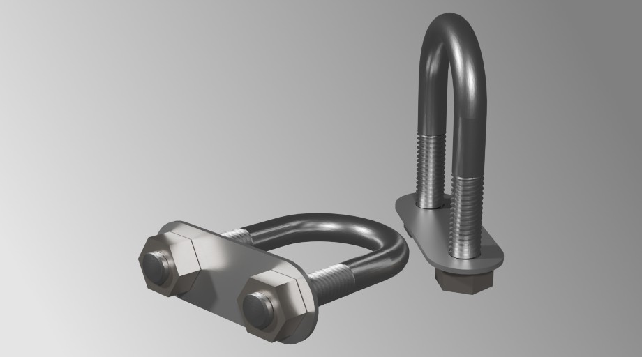 Two M6 x 20mm width by 50mm length u-bolts.